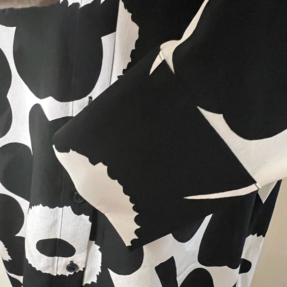 Marimekko GABRO PIENI UNIKKO blouse Long sleeve Black and off white Floral Top - Picture 8 of 13